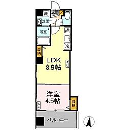 ニュートリノ要 1LDKの間取図画像