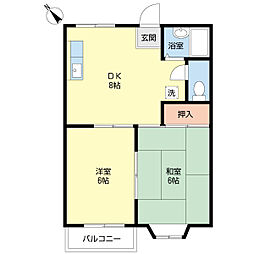 フローラルオオカワ2号 2DKの間取図画像