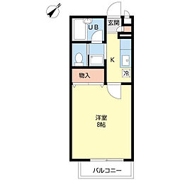 ドミール宮崎 1Kの間取図画像
