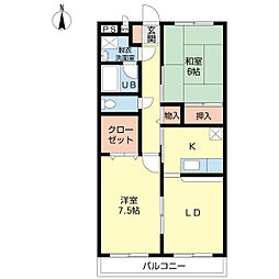 オリーヴァコロール 2LDKの間取図画像