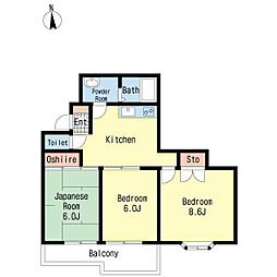 ロキシー・レーヴA 3DKの間取図画像