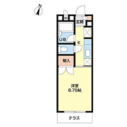 キュービックヒルズ 1Kの間取図画像