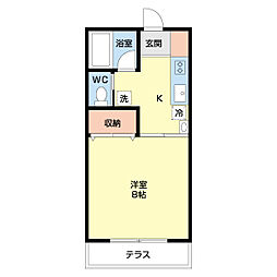 フィフティストーム下小塙 1Kの間取図画像