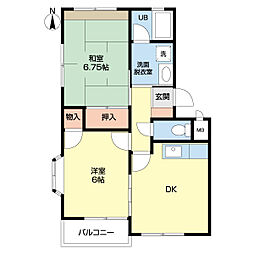 アルファネクスト高崎第10 2DKの間取図画像