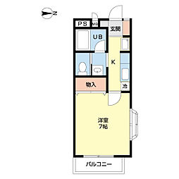 ヴェルドミール 1Kの間取図画像