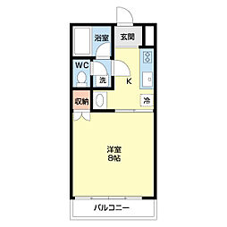 フィフティストーム下小塙 1Kの間取図画像