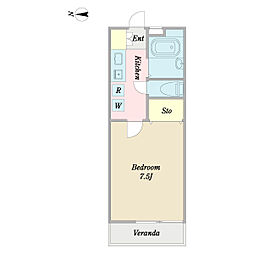 ウエスト・パサージュ 1Kの間取図画像