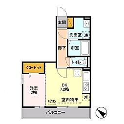 ソラーレ 1DKの間取図画像