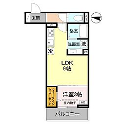 DーSereno北野 1LDKの間取図画像