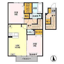 サンモールB 2LDKの間取図画像