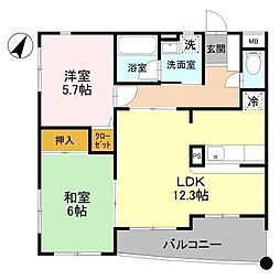 新世ふじみ野マンション 2LDKの間取図画像