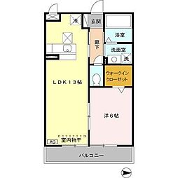 サンジュネス 1LDKの間取図画像