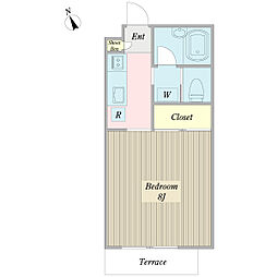 ベルフォール 1Kの間取図画像