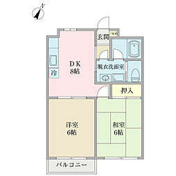ラネージュ 2DKの間取図画像