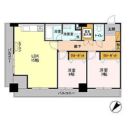 オーシャンビュー壱番館 2LDKの間取図画像