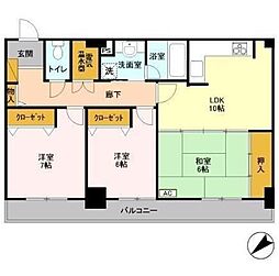 オーシャンビュー壱番館 1502 15階3LDKの間取り