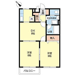 エスポワールA 2DKの間取図画像