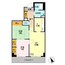 オーシャンビュー弐番館 2LDKの間取図画像