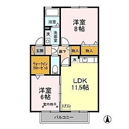 メルヴェイユA 2LDKの間取図画像