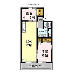パークヒル 2LDKの間取図画像