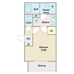 Leaf Maison大物 1Kの間取図画像