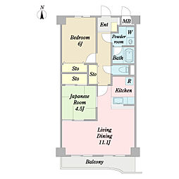 グランドデューク 2LDKの間取図画像