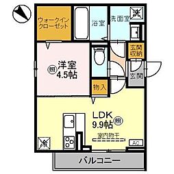 ノーブルヴィラ上尾 1LDKの間取図画像