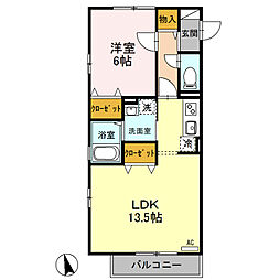 デュアリス川口B 1LDKの間取図画像