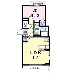プラシード 1LDKの間取図画像