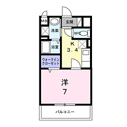 リッシュ 1Kの間取図画像