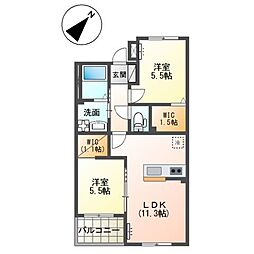 エスポワール ESPOIR 2LDKの間取図画像