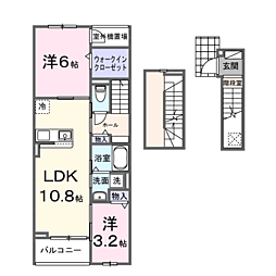 エヴァーガーデン町屋 2LDKの間取図画像