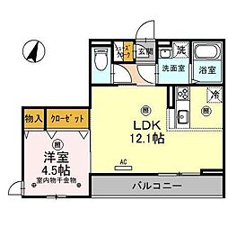 ロイヤルガーデンコート武蔵浦和 1LDKの間取図画像
