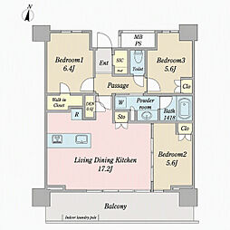 URAWA THE TOWER 3LDKの間取図画像