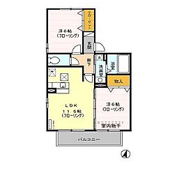 リリー坂下A 2LDKの間取図画像