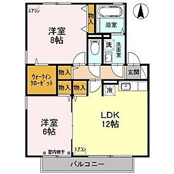 タウンスクエアA 2LDKの間取図画像