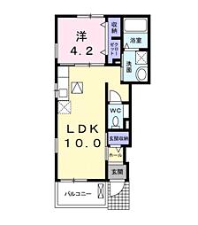 プラシードA 1LDKの間取図画像