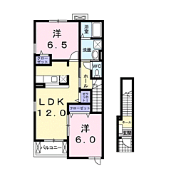 プリエールD 2LDKの間取図画像