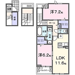 ネオ・ルピア 2LDKの間取図画像