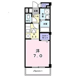グランソレイユ 1Kの間取図画像