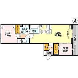 Noble raffiner戸塚東 A 2LDKの間取図画像