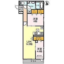 ラ・ミア・カーサ上住吉 2LDKの間取図画像