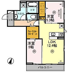 ヴィアラッテア 2LDKの間取図画像