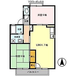 セジュール深井1棟 2LDKの間取図画像
