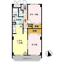 エルロード住吉7号館 2LDKの間取図画像