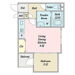 グローハイツ喜連ノース 1LDKの間取図画像