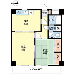 セザール弘明寺 2DKの間取図画像