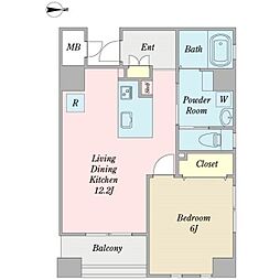 アイアージュ日野 1LDKの間取図画像