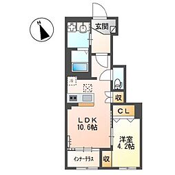グランプラム本町 1LDKの間取図画像