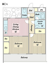 清和マンション 2LDKの間取図画像
